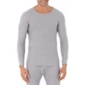 Fruit of the Loom Men's Thermal Waffle Crew Top Gray Size Large NWT